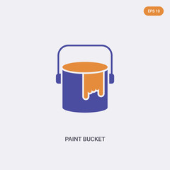 2 color Paint bucket concept vector icon. isolated two color Paint bucket vector sign symbol designed with blue and orange colors can be use for web, mobile and logo. eps 10.
