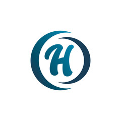 color circle h logo design