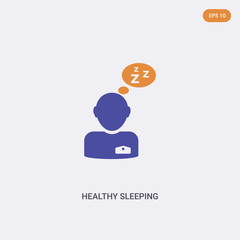 2 color healthy sleeping concept vector icon. isolated two color healthy sleeping vector sign symbol designed with blue and orange colors can be use for web, mobile and logo. eps 10.