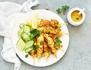 Chicken breast with curry with peanut sauce.