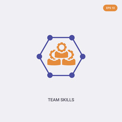 2 color team skills concept vector icon. isolated two color team skills vector sign symbol designed with blue and orange colors can be use for web, mobile and logo. eps 10.