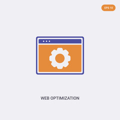 2 color Web optimization concept vector icon. isolated two color Web optimization vector sign symbol designed with blue and orange colors can be use for web, mobile and logo. eps 10.