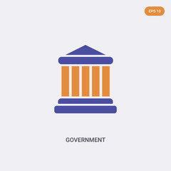 2 color Government concept vector icon. isolated two color Government vector sign symbol designed with blue and orange colors can be use for web, mobile and logo. eps 10.