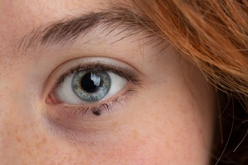 Detail of a girl's gray eye