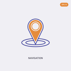 2 color Navigation concept vector icon. isolated two color Navigation vector sign symbol designed with blue and orange colors can be use for web, mobile and logo. eps 10.
