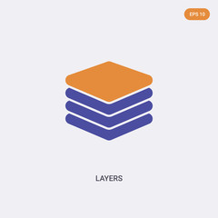 2 color Layers concept vector icon. isolated two color Layers vector sign symbol designed with blue and orange colors can be use for web, mobile and logo. eps 10.