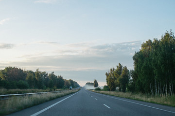 Morning on a highway in Ukraine