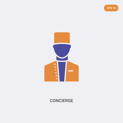 2 color Concierge concept vector icon. isolated two color Concierge vector sign symbol designed with blue and orange colors can be use for web, mobile and logo. eps 10.