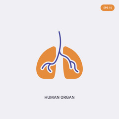 2 color Human organ concept vector icon. isolated two color Human organ vector sign symbol designed with blue and orange colors can be use for web, mobile and logo. eps 10.