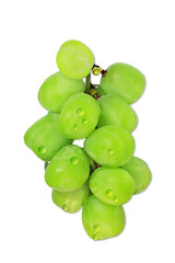 Fresh green grapes isolated on white background .