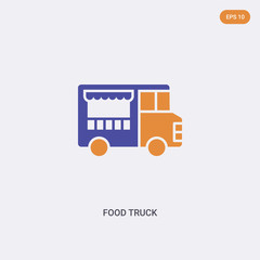 2 color Food truck concept vector icon. isolated two color Food truck vector sign symbol designed with blue and orange colors can be use for web, mobile and logo. eps 10.
