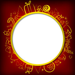 Vector : Christmas items with circle space on red background
