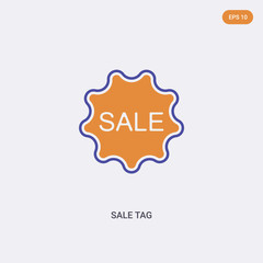 2 color Sale tag concept vector icon. isolated two color Sale tag vector sign symbol designed with blue and orange colors can be use for web, mobile and logo. eps 10.