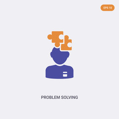 Fototapeta na wymiar 2 color problem solving concept vector icon. isolated two color problem solving vector sign symbol designed with blue and orange colors can be use for web, mobile and logo. eps 10.