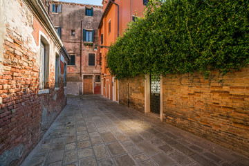Historic alley and buildings in Venice, Italy.