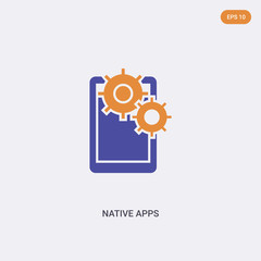 2 color Native apps concept vector icon. isolated two color Native apps vector sign symbol designed with blue and orange colors can be use for web, mobile and logo. eps 10.