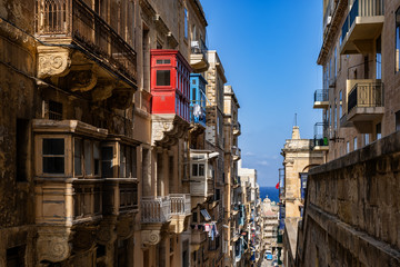 Fototapeta na wymiar Traditional Maltese Houses In Valletta