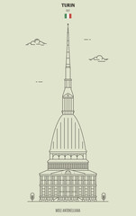 Mole Antonelliana in Turin, Italy. Landmark icon