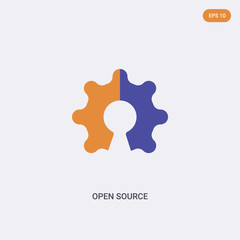 2 color open source concept vector icon. isolated two color open source vector sign symbol designed with blue and orange colors can be use for web, mobile and logo. eps 10.