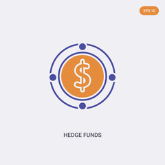 2 color Hedge funds concept vector icon. isolated two color Hedge funds vector sign symbol designed with blue and orange colors can be use for web, mobile and logo. eps 10.