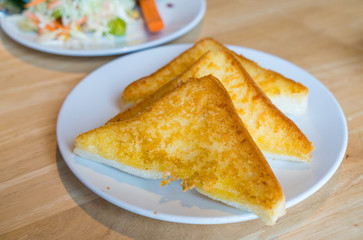 close up Golden cheese toast bread