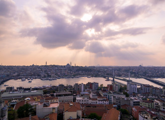 Fototapeta na wymiar Sunset aerial view of Istanbul, Turkey
