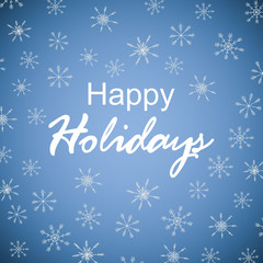Winter greeting card with text on blue snowflake background