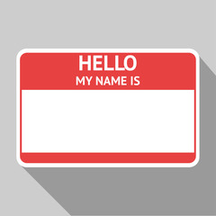 Vector illustration tag, sticker HELLO MY NAME IS