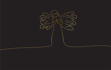 Drawing sketch of an Angel praying.