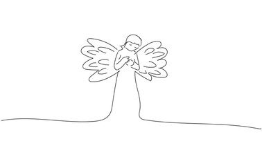 Drawing sketch of a Monochrome Angel Vector design.
