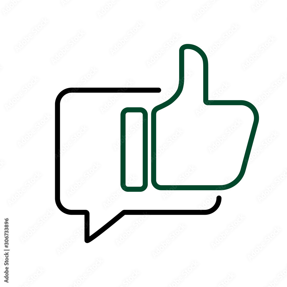 Poster thumb up in speech bubble vector line icon