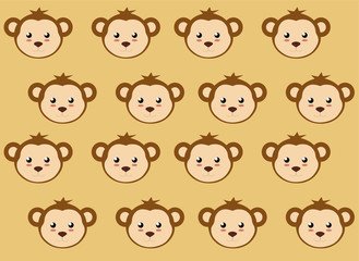 background with cartoon circus animal heads (monkey)