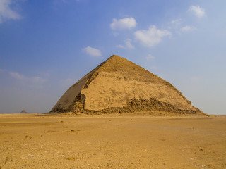 Fototapeta na wymiar View of the Bent Pyramid in Dahshur necropolis, Cairo, Egypt