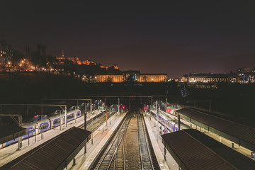 Waverley Station and the Castle, Edinburgh, Scotland