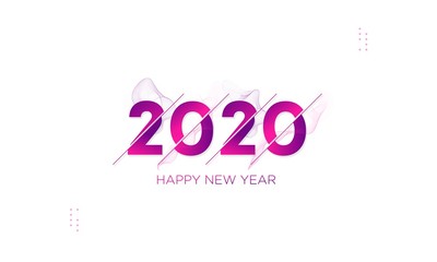 Happy 2020 new year insta colour with smoke banner in paper style for your seasonal holidays flyers, greetings and invitations, christmas themed congratulations and cards. Vector illustration.