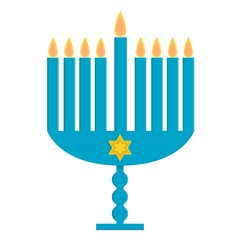Fototapeta na wymiar Blue hanukkah menorah on white background. Happy hanukkah element decorations.