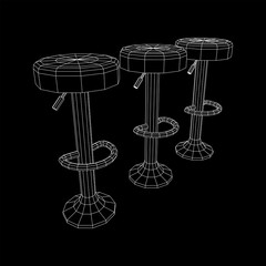 Retro vintage bar stool. High chair. Bar interior design. Wireframe low poly mesh vector illustration
