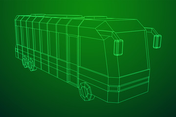 City bus. Wireframe low poly mesh vector illustration. Travel or transportation concept.