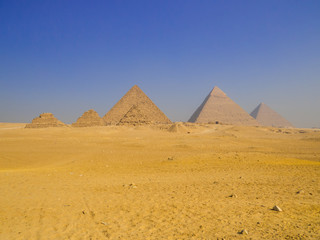 View of the Pyramids of Giza. In Cairo, Egypt