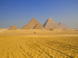 View of the Pyramids of Giza. In Cairo, Egypt