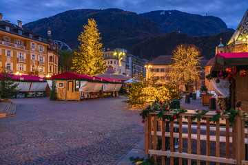 Fair and Christmas decorations in Bolzano, Italy, south tyrol