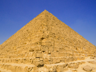 Fototapeta na wymiar View of the Pyramid of Menkaure on the Giza necropolis. In Cairo, Egypt