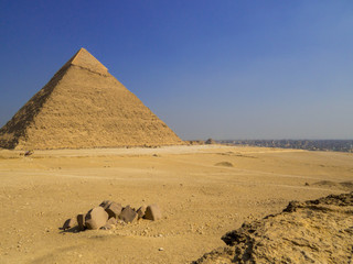 View of the Pyramid of Khafre, Giza necropolis, Cairo, Egypt