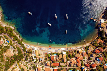 Aerial of mediterranean european village in Greece