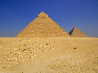 Fototapeta na wymiar View of the Pyramids of Giza. In Cairo, Egypt
