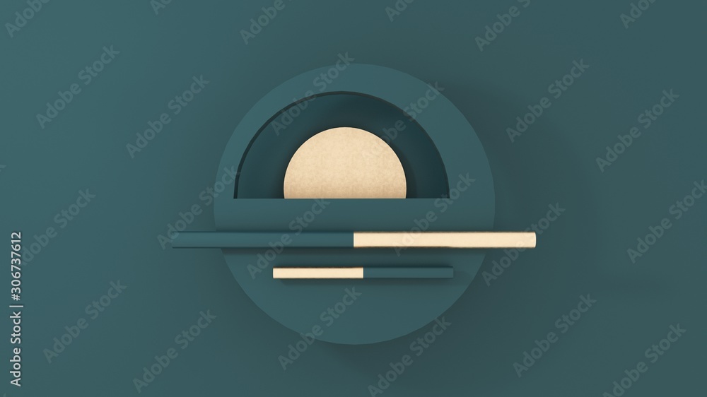 Poster earth symbol, emblem, sign of simple objects with golden elements - top view. abstract composition o