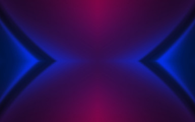 Dark abstract futuristic background. Neon lines glow. Neon lines, shapes. Multi-colored glow, blurry lights, bokeh. Empty stage background