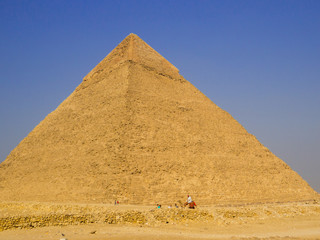 Fototapeta na wymiar Cairo, Egypt - November 1, 2019: View of the Pyramid of Khafre in the Giza Necropolis.
