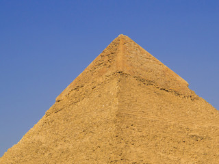 Fototapeta na wymiar View of the top of the Pyramid of Khafre in the Giza Necropolis. In Cairo, Egypt
