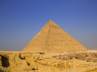 Fototapeta na wymiar View of the Pyramid of Khafre in the Giza Necropolis. In Cairo, Egypt